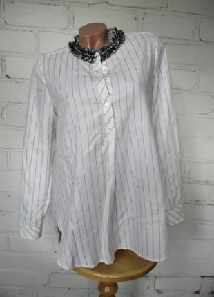 Рубашка удлиненная хлопковая в полоску/хлопок1 фото