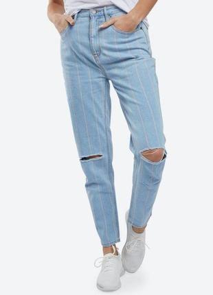 Джинсы juicy couture blue chill pin stripe girlfriend jeans высокая посадка 25 размер