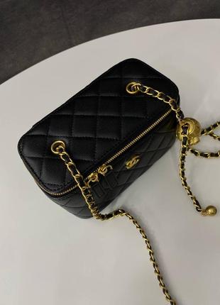 Chanel classic black lambskin pearl crush vanity bag3 фото