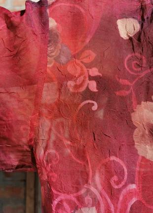 Жакет винтаж накидка болеро батал большого размера оверсайз в цветы жатая ткань pomp5 фото