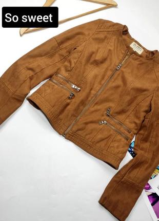 Куртка жіноча коричневого кольору під замш від бренду so sweet s