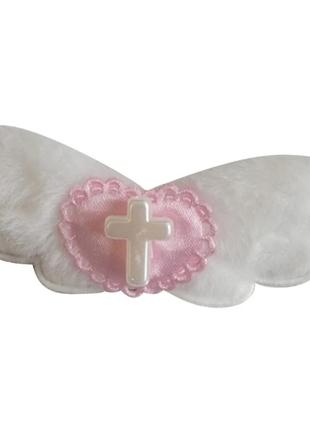 Заколка заколка для волос белые крылья розовое сердечко крест лолита готика аниме