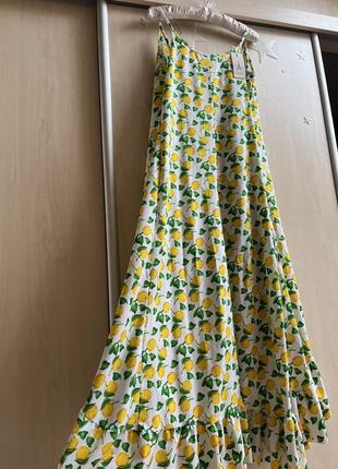 Платье на запах летняя лимоны софт бретели миди платья сарафан длинное3 фото