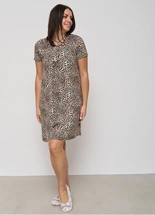 Ночная сорочка женская с коротким рукавом леопардовая 148938 фото