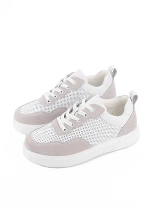 Кросівки жіночі з натуральної шкіри/замш білі весна/ осінь