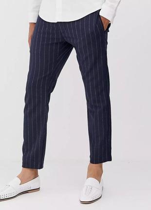 Укороченные брюки в полоску topman, w30 l30