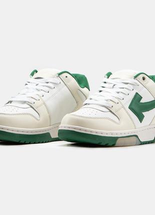 Мужские кожаные кроссовки off-white out of office white green3 фото