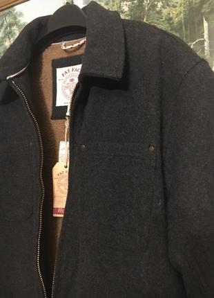 Стильная  демисезонная шерстяная курточка рубашка/бомбер fatface 50 % шерсти4 фото