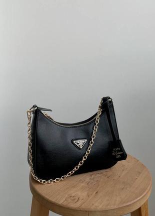 Женская сумка prada leather black8 фото