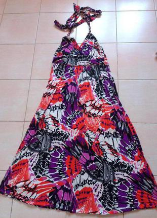 Трикотажный цветочный макси сарафан платье в пол  бандо #71 фото