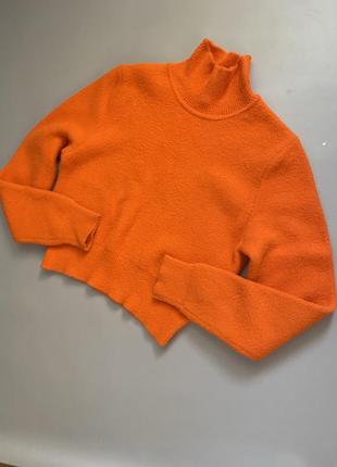 Яркий теплый свитерик оранжевого цвета пушистый свитер р.s