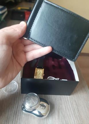 Подарунковий набір для мужчин годинник гаманець чоловіча бритва7 фото