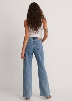 Женские длинные джинсы с разрезами, мом джинси, брюки на высокой посадке, кюлоты3 фото
