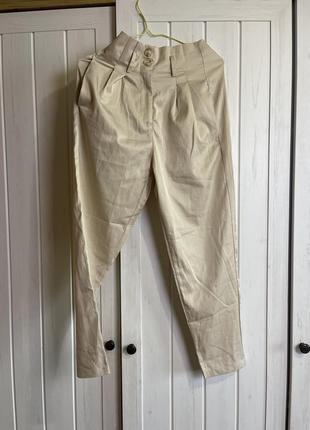 Нюдовые брюки брюки на высокой талии shein1 фото