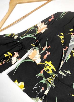 Жакет женский пиджак черного цвета в цветочный принт от бренда zara s3 фото