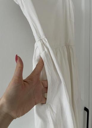 📎 льняна біла міді сукня uniqlo 🤍6 фото
