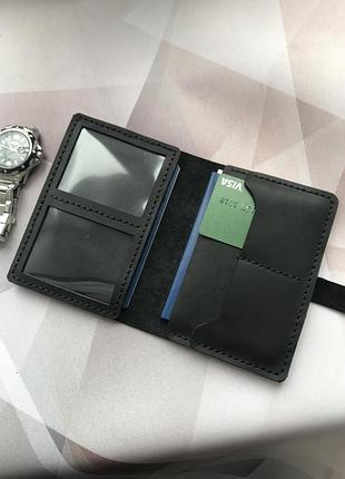 Шкіряне портмоне для автодокументів. портмоне з прозорими вставками. шкіряна документниця