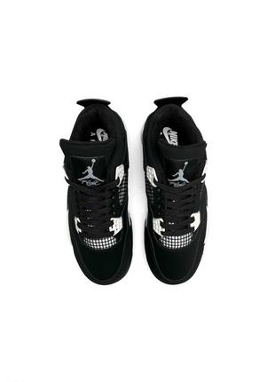 Женские кроссовки air jordan 4 retro black white thunder3 фото