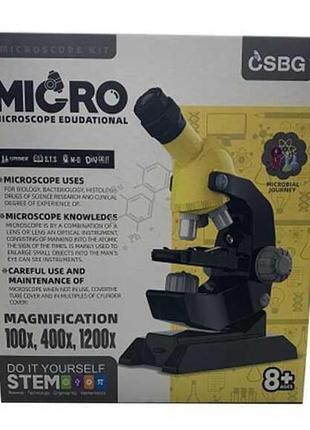 Мікроскоп bg 001  2 режими світла, від батарейок, аксесуари, підставка для телефона, регулювання фокуса, рухлива платформа,