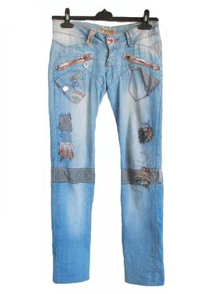 Круті джинси жіночі xs-s бренд tinddo вишивка, аплікація декор б/у