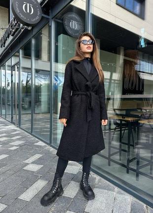 Черное классическое стильное пальто2 фото