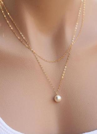 Ожерелье колье ui349 ланцюжок подвеска жемчужина двойная цепочка прекрасный подарок