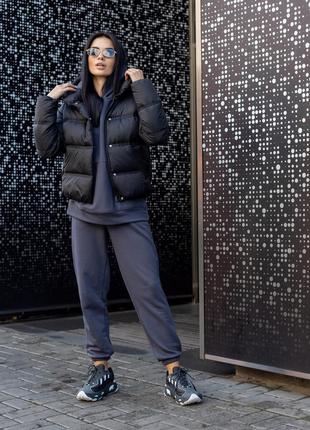 Куртка женская демисезонная, еврозима плащевка утепленная био пух g-soft , короткая, бренд, черная5 фото