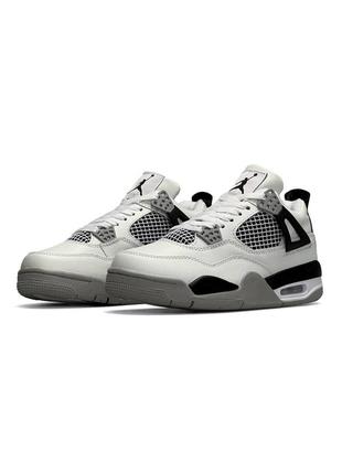 Женские кроссовки air jordan 4 retro white black gray