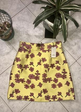Лимитированная трендовая плотная юбка в цветочный принт2 фото
