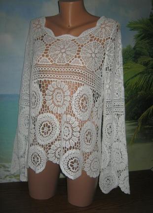 Италия туника блуза ажурная летняя на подкладке (можно как пляжную)