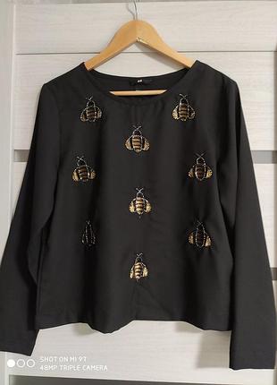 Блузка  h&m разм.40 расшитая пчелками