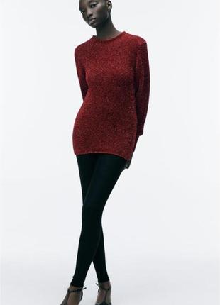 Новый блестящий красный свитер с открытой спиной zara с биркой3 фото