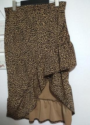 Фирменная роскошная юбка в тигровый принт с воланами супер качество!!!7 фото