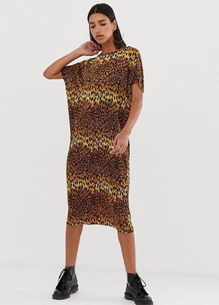 Свободное платье плиссе с леопардовым принтом asos2 фото