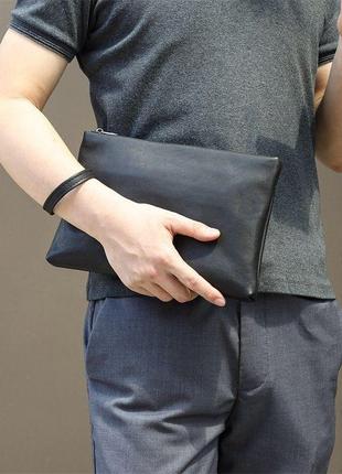 Кожаный клатч для мужчин jdc019a черный с петлей на руку