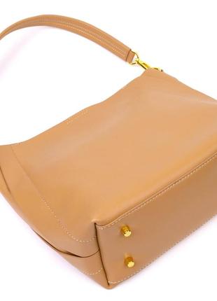 Женская деловая сумка из натуральной кожи 22110 vintage песочная3 фото