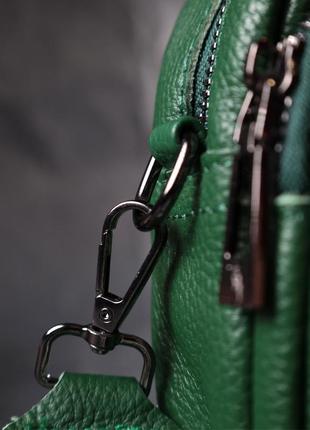 Модная женская сумка кросс-боди из натуральной кожи vintage 22296 зеленая9 фото