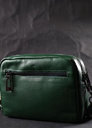 Модная женская сумка кросс-боди из натуральной кожи vintage 22296 зеленая8 фото