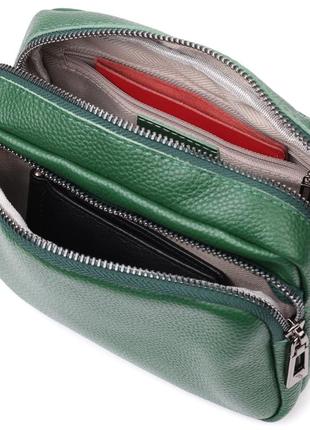 Модная женская сумка кросс-боди из натуральной кожи vintage 22296 зеленая5 фото
