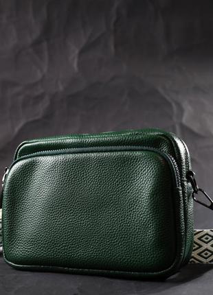 Модная женская сумка кросс-боди из натуральной кожи vintage 22296 зеленая7 фото