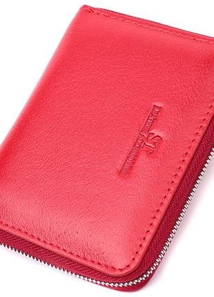 Стильный кожаный кошелек для женщин на молнии с тисненым логотипом производителя st leather 19490 красный