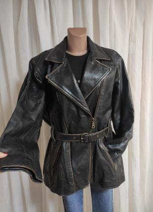 Актуальная, стильная и эффектная винтажная куртка косуха из натуральной кожи3 фото
