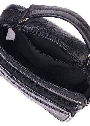 Вместительная мужская сумка кожаная 21271 vintage черная5 фото