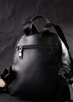 Компактный стильный рюкзак из натуральной кожи vintage 22434 черный8 фото