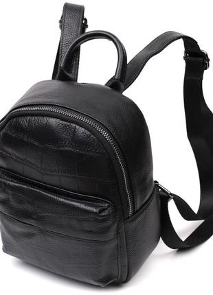 Компактный стильный рюкзак из натуральной кожи vintage 22434 черный1 фото