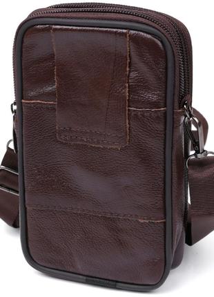 Шкіряна сумка на пояс vintage 20471 коричневий2 фото