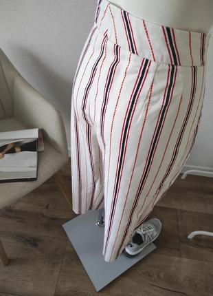 Котонові жіночі штани брюки в смужку білі3 фото
