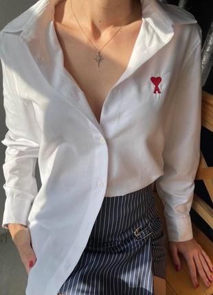 Женская рубашка в стиле ami турецкого производства классическая рубашка с вышивкой1 фото