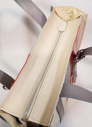 Сумка женская шоппер кожаная слоновая кость 16322 фото