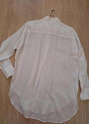 Классная льняная белая оверсайз рубашка h&m, размер м-l.3 фото